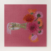 ゲラ芸術品を気取ったバカラフルフラワー+名前をカスタムする ジグソーパズル (横)