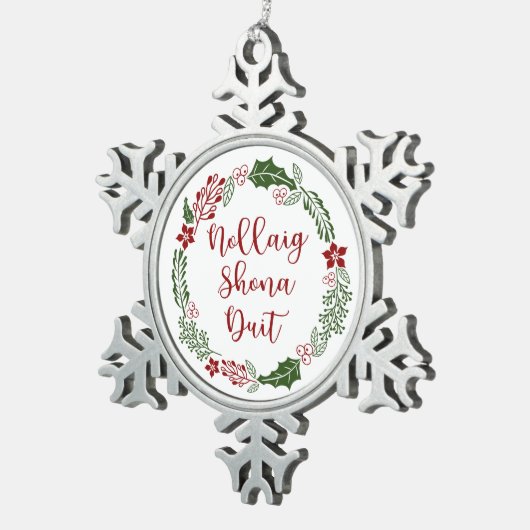 ゲリックメリークリスマスリースノライグショナドゥイット スノーフレークピューターオーナメント (右)