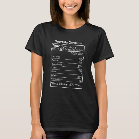 ゲリラガーデナーの栄養成分表示  サルカスティック Tシャツ (正面)