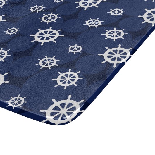 ゲリ航海のー船ホイール海軍の青と白 カッティングボード (角)