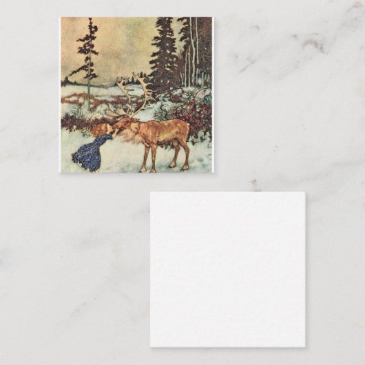 ゲルダとトナカイ – Edmund Dulac スクエア名刺 (正面/裏面)