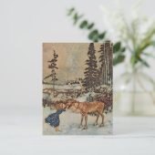 ゲルダとトナカイby Dulacヴィンテージ ポストカード (スタンド正面)