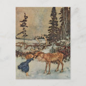ゲルダとトナカイby Dulacヴィンテージ ポストカード (正面)