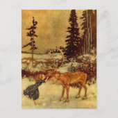 ゲルダとトナカイby Dulacヴィンテージ ポストカード (正面)