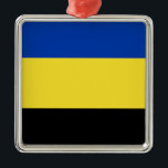 ゲルダーランド国旗 メタルオーナメント<br><div class="desc">ジェルダーランド州旗，オランダ.旗は青、黄、黒の水平3色である。その色はゲルダーランドの紋章に由来し、その紋章はヘルトドム・ジェレの紋章に基づいている。</div>