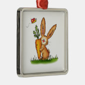 ゲルダSteinerかSend2smile著にんじんが付いているかわいいバニー メタルオーナメント (右)