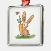 ゲルダSteinerかSend2smile著にんじんが付いているかわいいバニー メタルオーナメント (左)