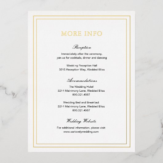 ゲルトルドクラシックエレガントなウェディングエンクロージャカード 箔招待状ポストカード (正面)