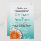 ゲルバダイジー オレンジ アクア イブニング オンリー 招待状 (正面/裏面)