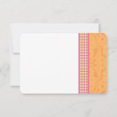 ゲルバー ダイジー ピンク オレンジ 格子柄 ウェディング RSVP 返信 (裏面)