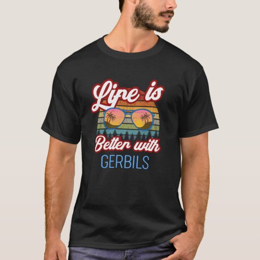 ゲルビルのレトロな夕日 ゲルビルと共に Tシャツ (正面)