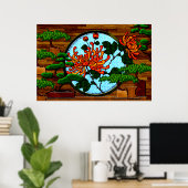 ゲルベラと盆栽（半光沢ポスター） ポスター (ホームオフィス)