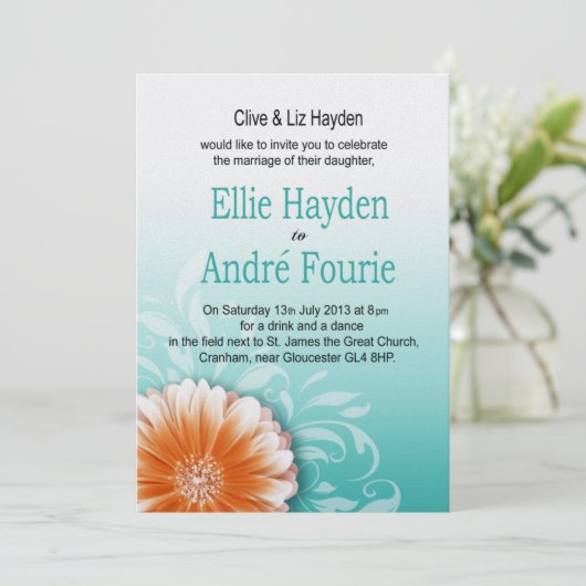 ゲルベラデイジーオレンジアクア夕べのみ 招待状 (スタンド正面)