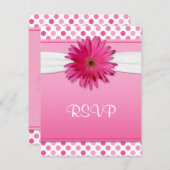 ゲルベラデイジー水玉模様バルミツワー返信カード 出欠カード (正面/裏面)