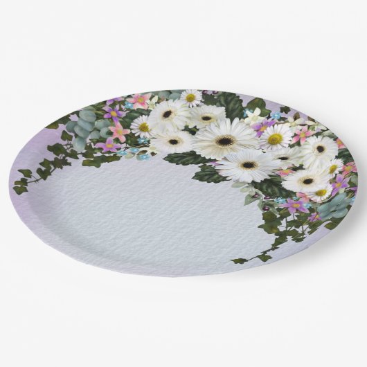 ゲルベラデイジー結婚スワッグ ペーパープレート (アングル)