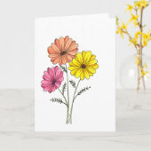 ゲルベラデイジー – 任意の大事な行事-スマイルを送信 カード (黄色い花)