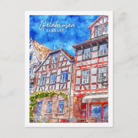 ゲルンハウゼンドイツ旅行プレイスウォーターカラー ポストカード (正面)