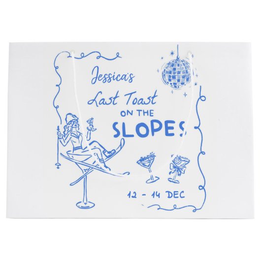 ゲレンデでの最後の乾杯！独身最後の週末 ラージペーパーバッグ (正面)