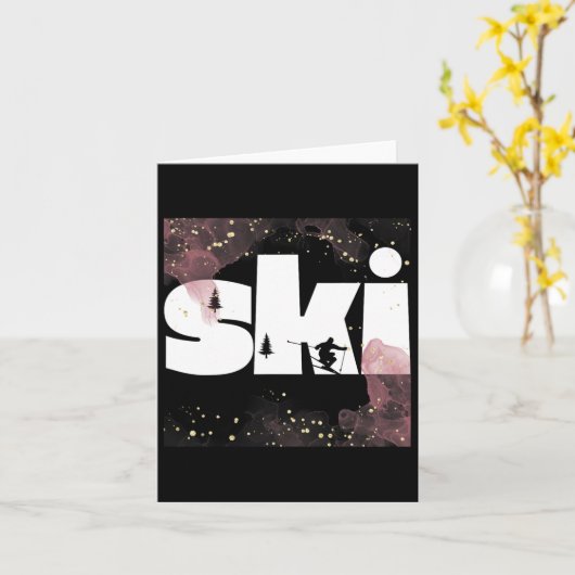 ゲレンデでスキー2 カード (黄色い花)