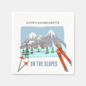 ゲレンデでスノースキーバチェロレッテ週末 スタンダードカクテルナプキン (正面)