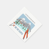 ゲレンデでスノースキーバチェロレッテ週末 スタンダードカクテルナプキン (角)