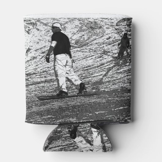 ゲレンデに乗る – スノーボードとスキー 缶クーラー (裏面)