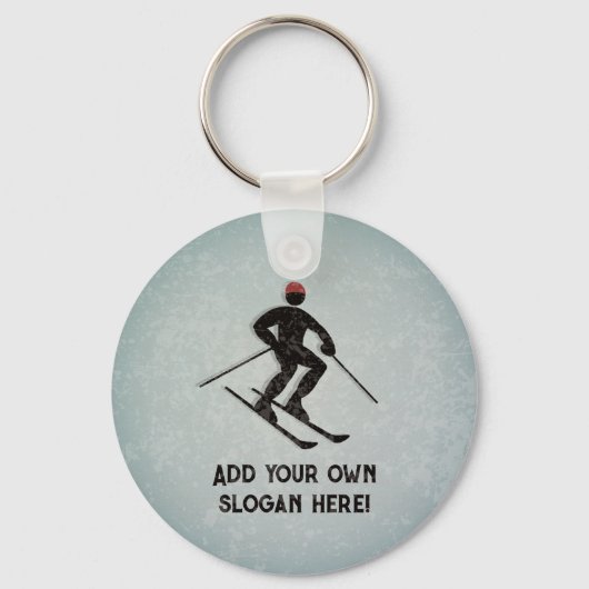 ゲレンデをスキー – 自分のテーマでスキー文字 キーホルダー (正面)