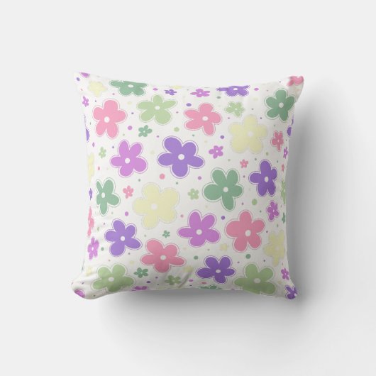 ゲンダーフェプライドフラワーズドゥードルパステルピンク クッション (正面)