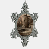 ゲントのゲート、ブリュージュ、ベルギー スノーフレークピューターオーナメント (左)