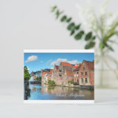 ゲントの美しい運河と中世建物 ポストカード (スタンド正面)