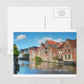 ゲントの美しい運河と中世建物 ポストカード (正面/裏面)