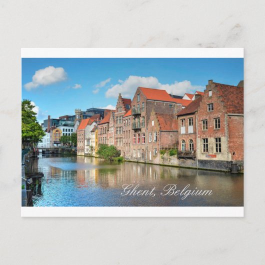 ゲントの美しい運河と中世建物 ポストカード (正面)