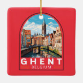 ゲントベルギートラベルアートヴィンテージ セラミックオーナメント (裏面)