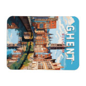 ゲントベルギートラベルアートヴィンテージ マグネット (横)