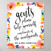 ゲント結婚ズのバスルームのバスケット8x10フローラのサイン ポスター (正面)