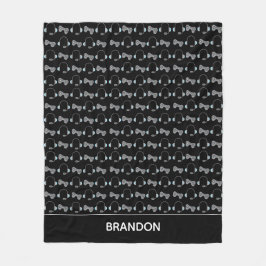 ゲーカッコいいマーパーソナライズされたゲームパターン（黒） フリースブランケット