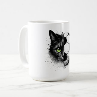 ゲージフェイス 半分猫半分サッカーデザインTシャツ コーヒーマグカップ