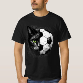 ゲージフェイス 半分猫半分サッカーデザインTシャツ Tシャツ