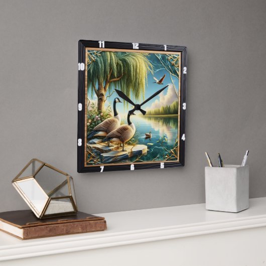 ゲーゼとダックウィローゲーゼ素朴川 スクエア壁時計 (オフィス)