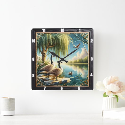ゲーゼとダックウィローゲーゼ素朴川 スクエア壁時計 (ホーム)
