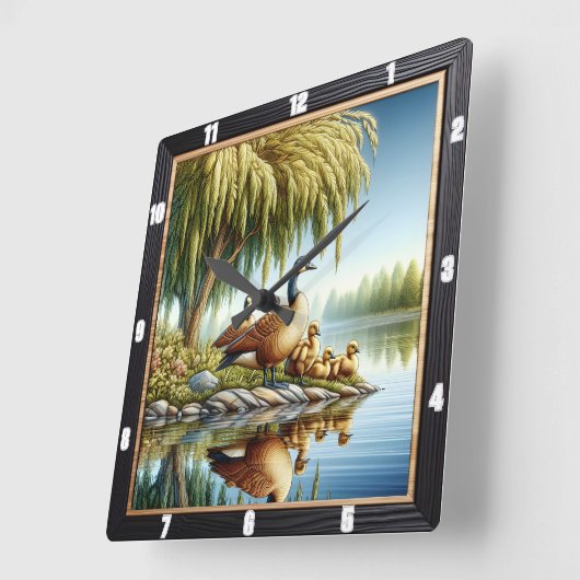 ゲーゼとダックス川 スクエア壁時計 (傾斜)