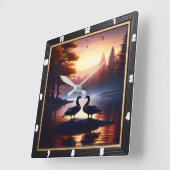 ゲーゼとレイクサイドダック素朴 スクエア壁時計 (傾斜)