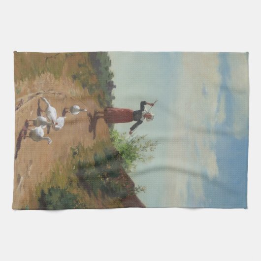 ゲーゼの群れを持ち帰る(Paul Peel著) キッチンタオル (横)