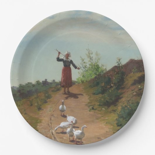 ゲーゼの群れを持ち帰る（Paul Peel著） ペーパープレート (正面)