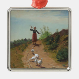 ゲーゼの群れを持ち帰る（Paul Peel著） メタルオーナメント