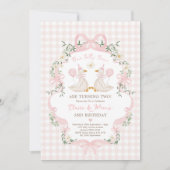 ゲーゼツイ間抜けンズピンクボウギンガムガールズ誕生日 招待状 (正面)