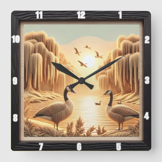 ゲーゼレイクウッド伝統 スクエア壁時計 (正面)