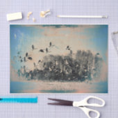 ゲーゼンブルーセピアの群れヴィンテージアンティークテクスチャ 薄葉紙 (クラフト)