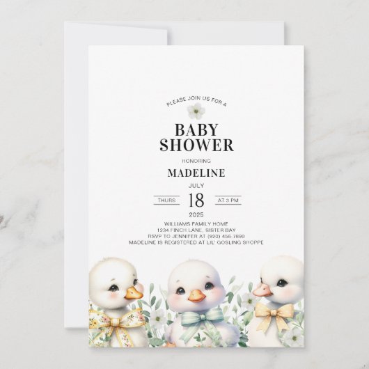 ゲーゼ男女兼用ベビーシャワー招待状 招待状 (正面)