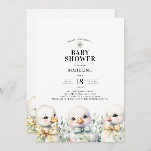 ゲーゼ男女兼用ベビーシャワー招待状 招待状 (正面/裏面)